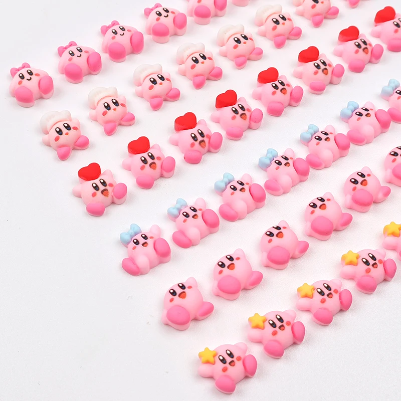 High Quality  Solid Pink Series Flatback 6 Styles Cute Cartoon Nail Art DIY Accessories Nail Rhinestone Homemade Wearing Nail