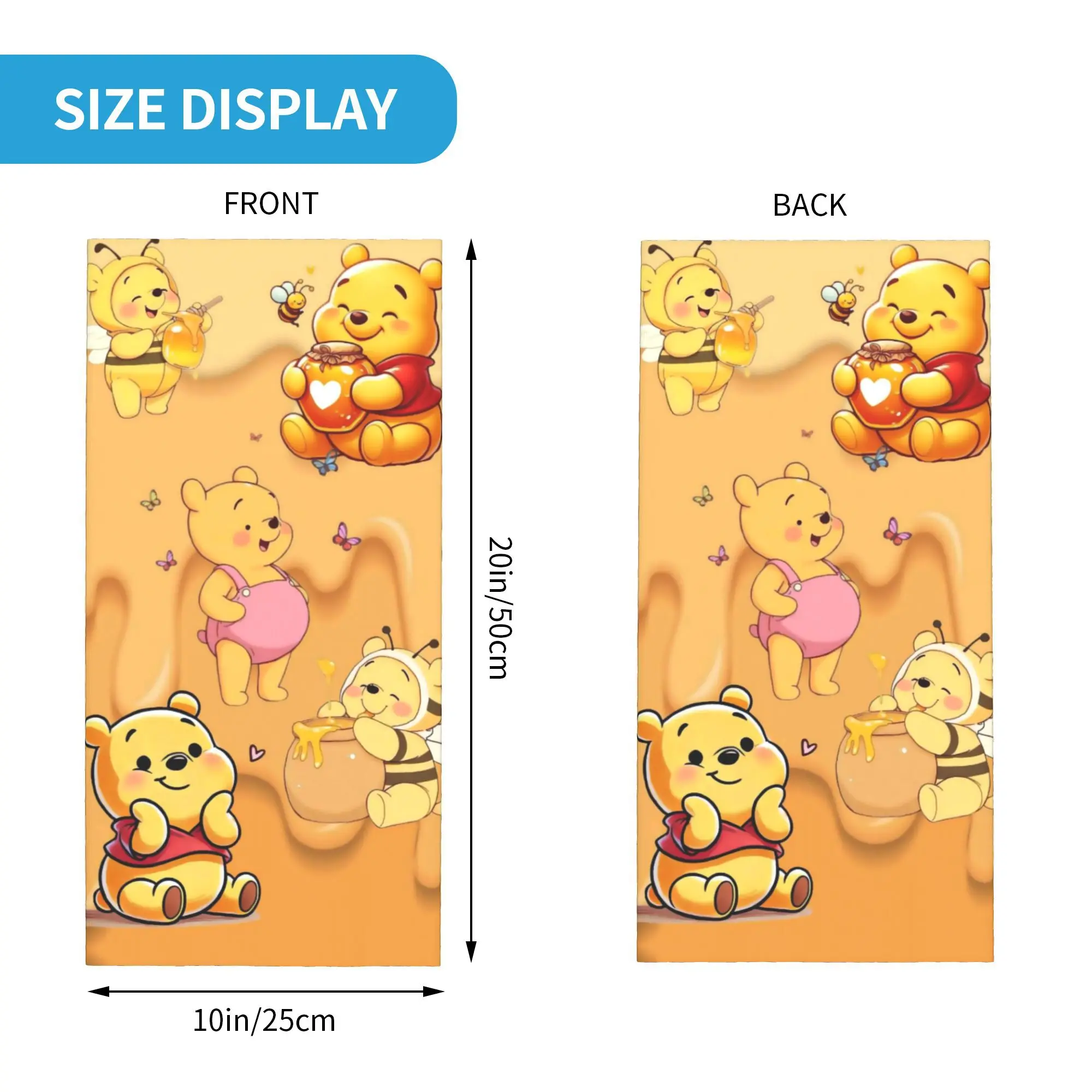 Custom Winnie Pooh Winter Headband Neck Warmer Men Women Ski Running Tube Scarf Yellow Bear Pattern Face Bandana Gaiter