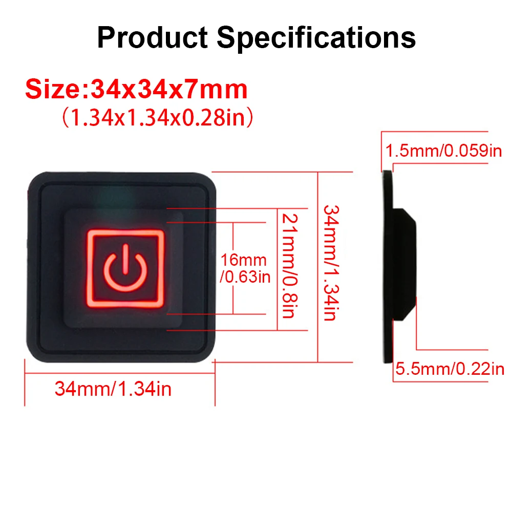 Interruptor de botón de silicona Universal de 3,7-12V, chaleco calefactable, pantalones, guantes, ropa de calefacción eléctrica, controlador de temperatura, botón de encendido