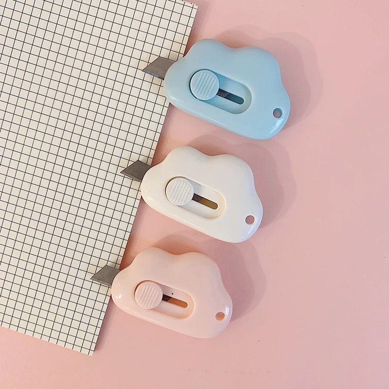 Kawaii Cloud Utility Knife Mini Cute Pocket Knife Paper Cutter Express Box Cutter Sharp Blade Knife Office Cute Stationery