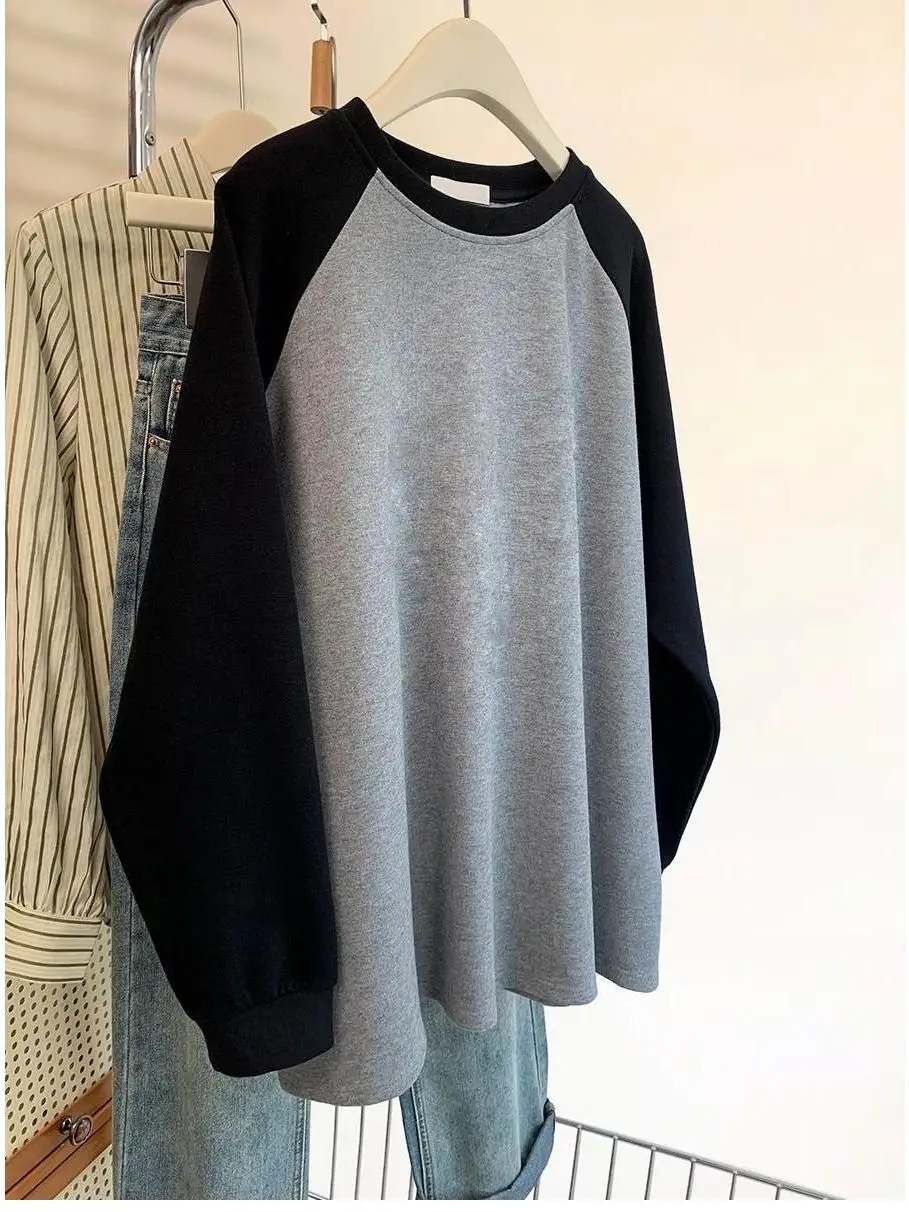 Grande taille 300 Pou ronde Ne Long Sve T-shirt femme gros MM automne couleur Blo Base irt haut décontracté coupe ample coton...