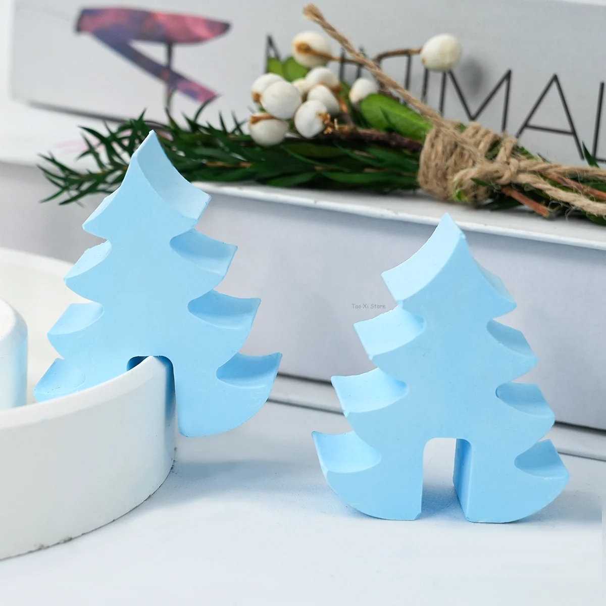 4 Hole Christmas Tree Candlestick Silicone Mold DIY Handmade Aromath Candle Molds Plaster Resin Candle Holder Crafts Making Tool