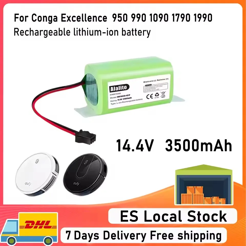 Batería de Repuesto de 14.4V 3500mAh para Aspiradora CECOTEC CONGA 950 990 999 1190 1091 1099 1790 1990 2290 5290