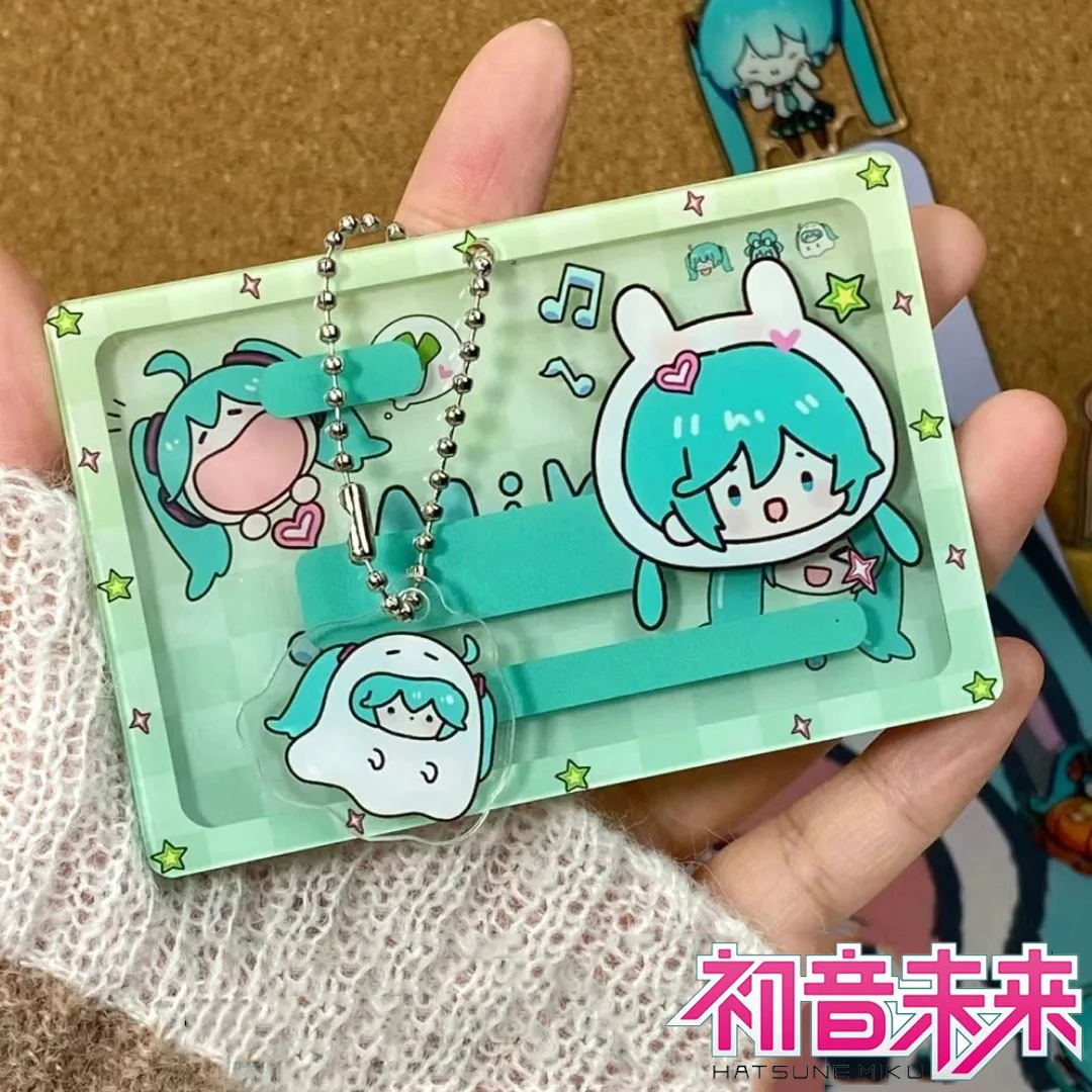 Anime figura hatsune miku titular do cartão para crianças kawaii hatsune miku anime figura titular do cartão transparente periferia presentes 2024