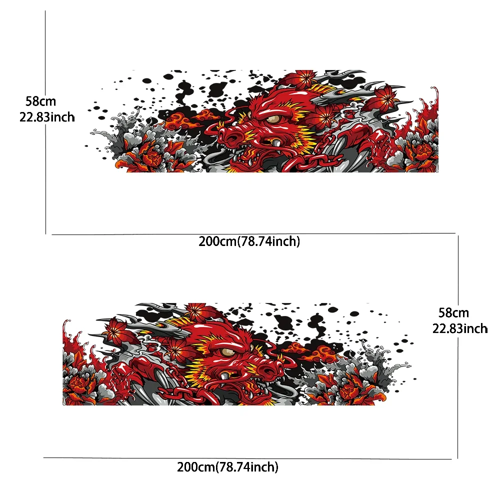 Angry Colored Dragon Print Car Side Sticker Vinyl Self-adhesive Paper Motorsport Paint Decal Suitable for Truck Suv Decoration