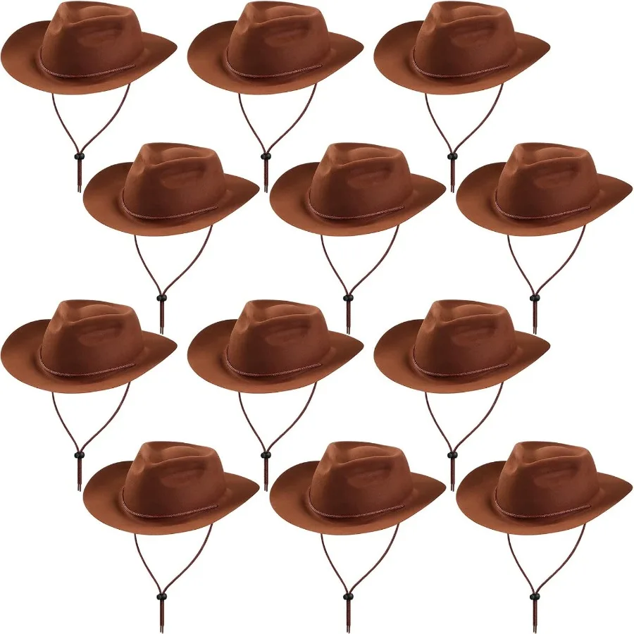 

12 Pieces Disposable Plastic Cowboy Hat Set for Party Decoration Wide Brimmed Western Style Cowgirl Hat Ideal for Costume Event