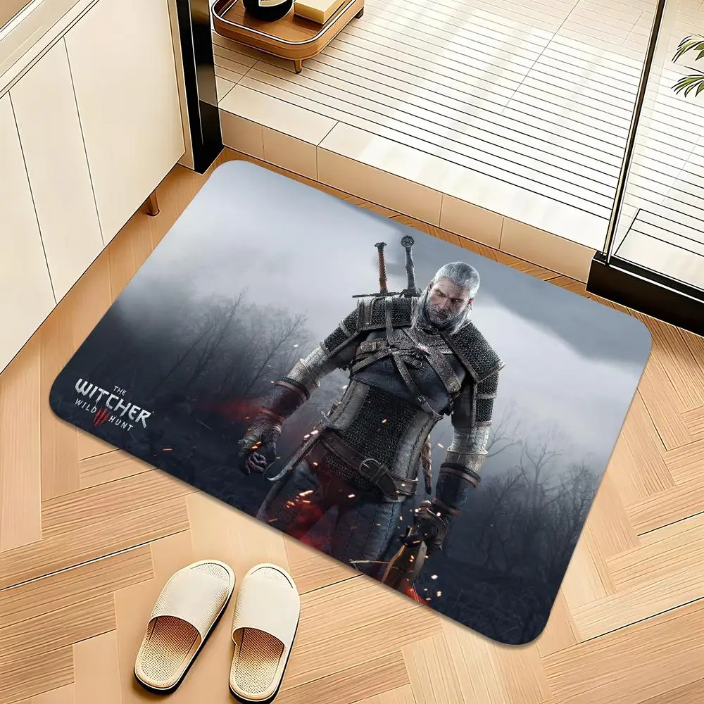 The W-Witcher 3 Wild Hunt Game Floor Mat Welcome Mat Entrance Doormat Balcony Bathroom Floor Mats Non-slip Rug Bedroom Carpet