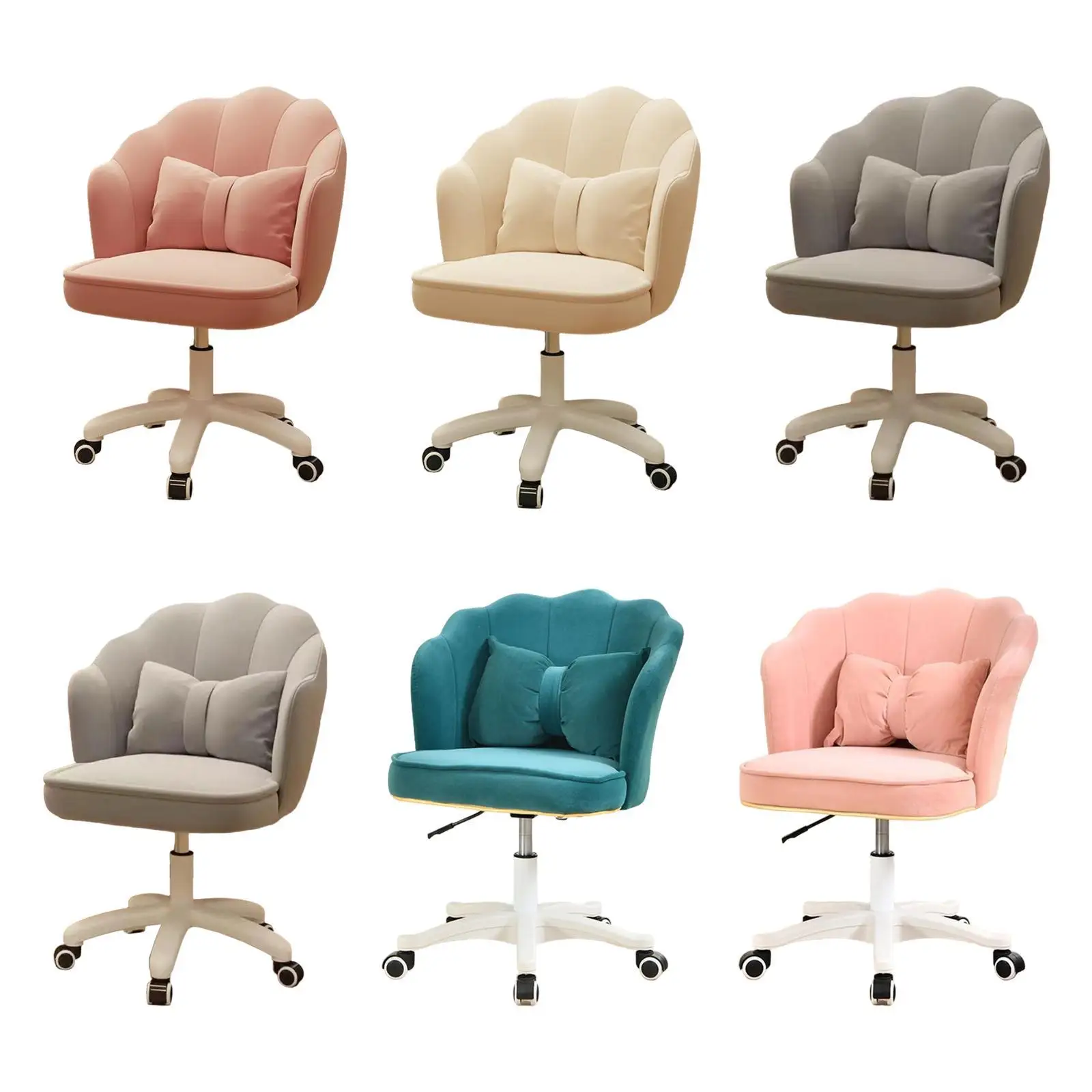Silla de Oficina Giratoria, Respaldo Ergonómico Ajustable, Elegante y Suave, con Ruedas, Silla de Maquillaje para Oficina, Hogar y Belleza