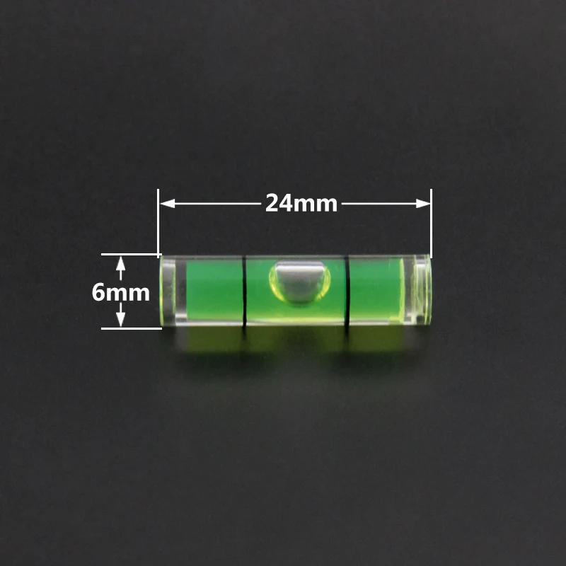 水準器バブルプラスチックミニレベル、測定器、丸型、バブル、6x24mm、100個