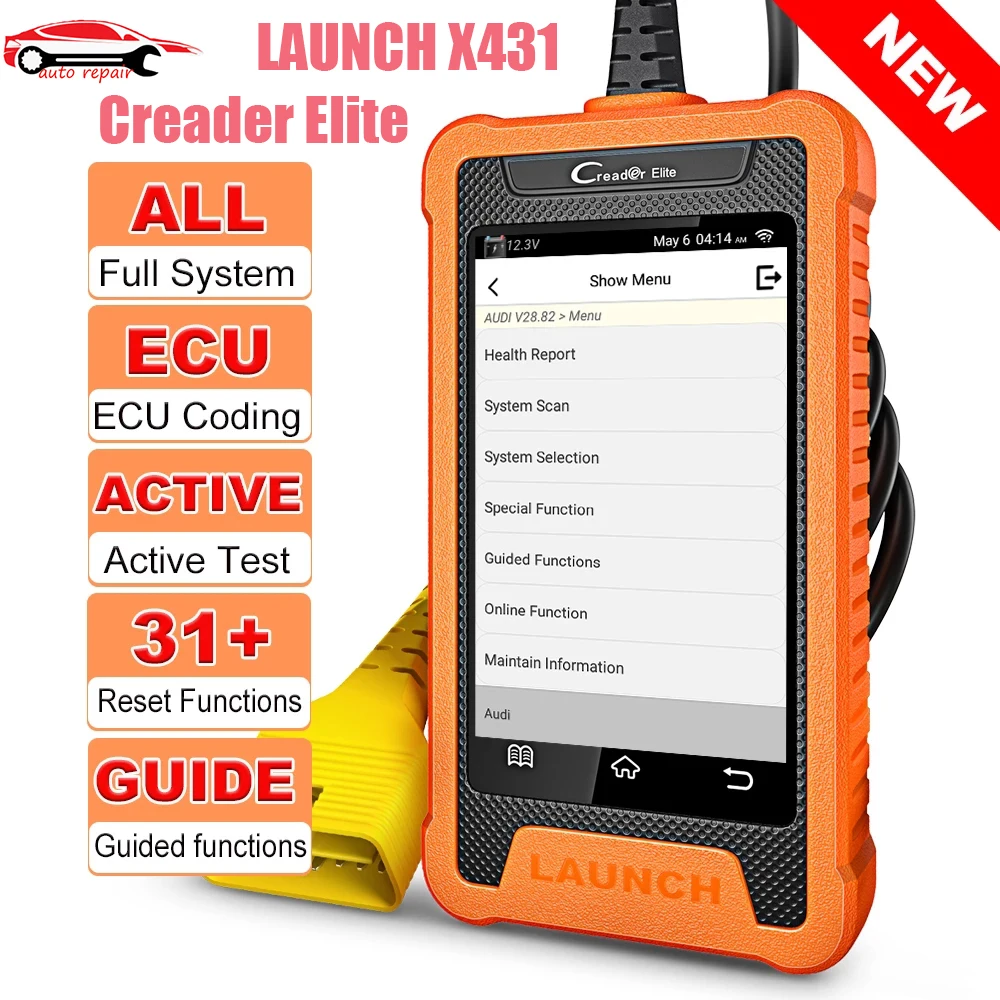 

Launch Creader Elite Full-system Diagnosis Tool OBDII Scanner ECU Coding Active Test 31+ Reset Functions OBD2 Code Reader Scanne