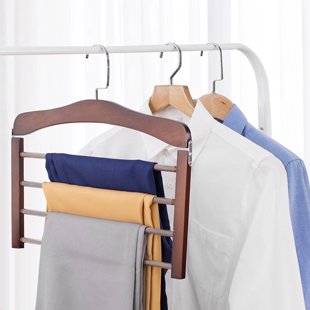 Solid wood multifunctional pants rack, multi-layer pants hanger, household storage artifact, scarf, wardrobe storage rack