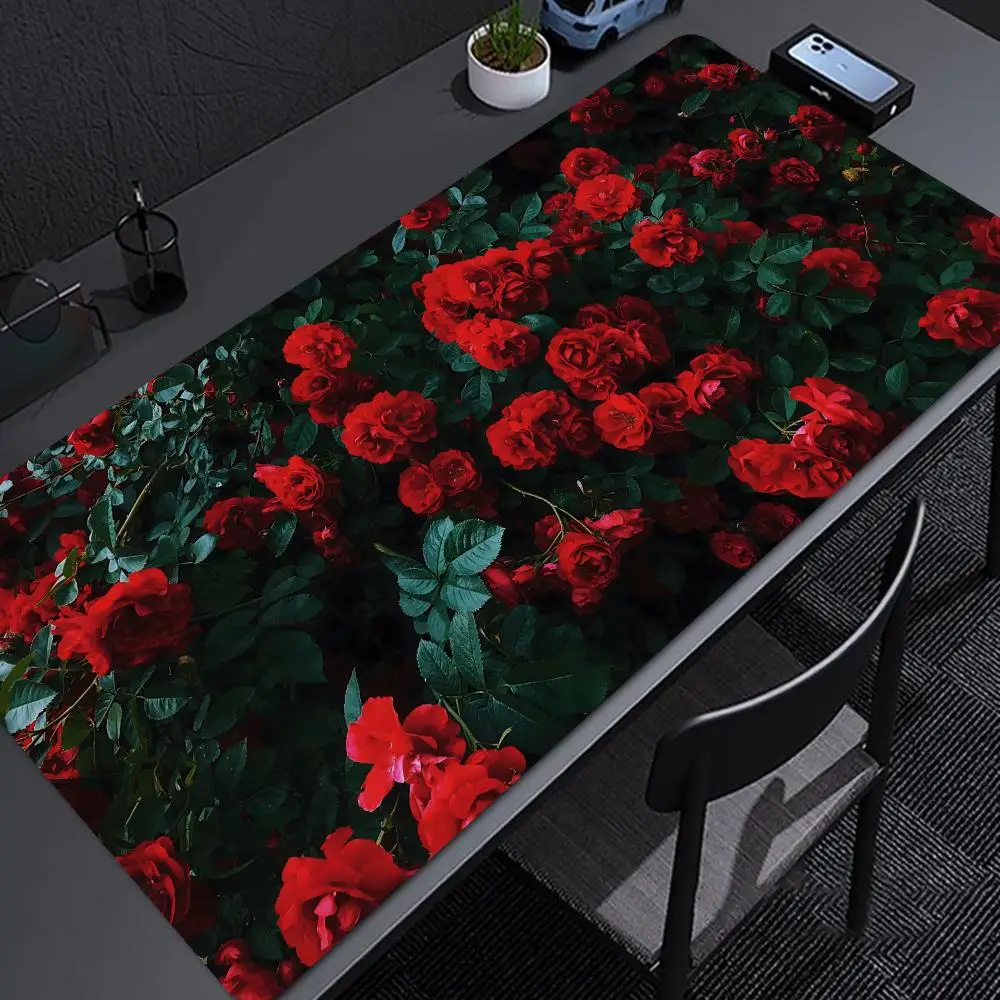 R-rosas-Grande PU Couro Mouse Pad, 900x400mm, Esteira de Mesa Impermeável, Video Game, Casa e Escritório Gamer, Computador Mousepad, Keyboa