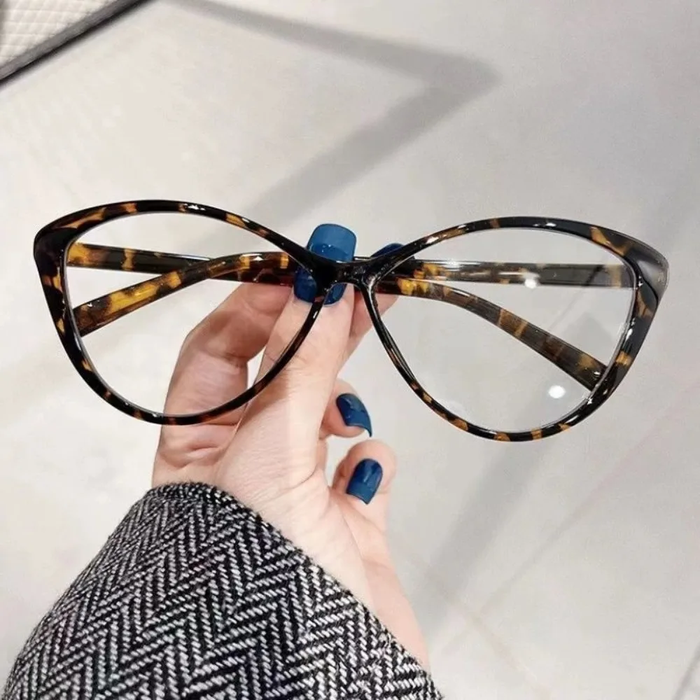 Spectacle Lens Power 0 To -400 Anti Blue-ray Nearsighted Glasses Large Frame Vision Care Computer Eyeglasses Cat Eye Frame view 3