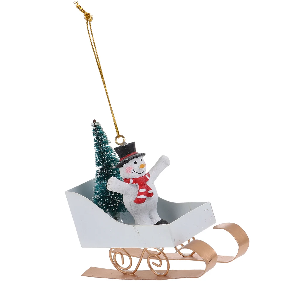 

Ornaments for Christmas Tree Sleigh Pendant Sled Small Decorated Sleds Decorative Santa Office
