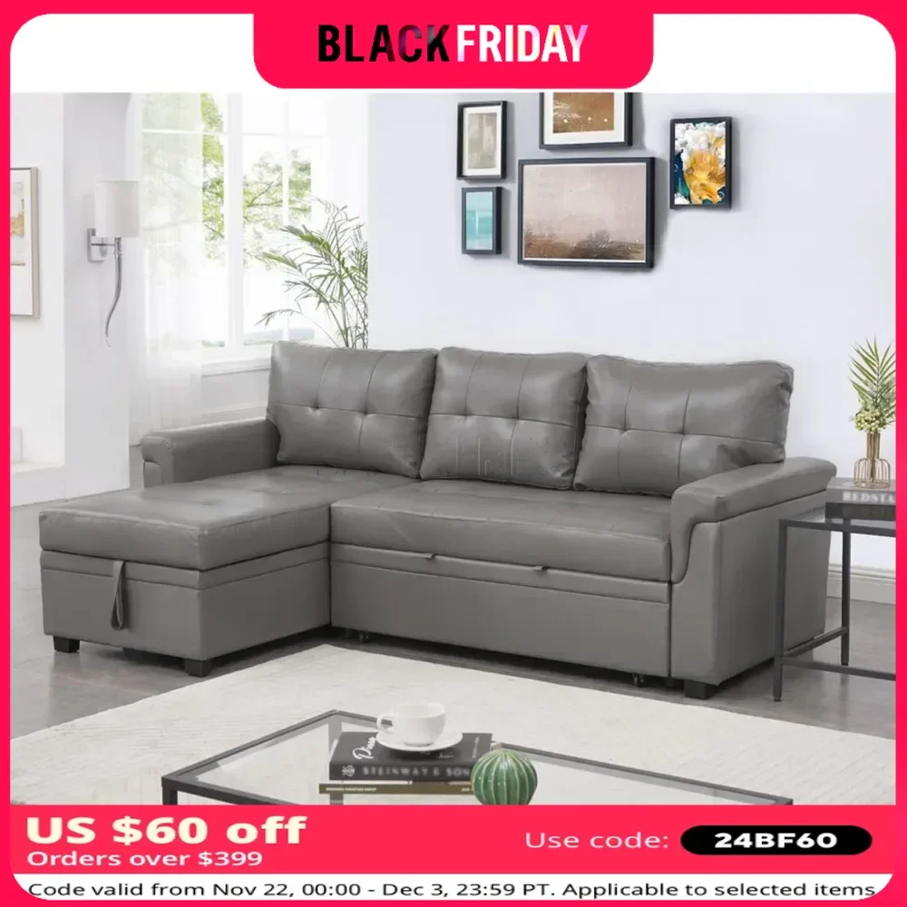 Sectional Sofa with Convertible Sofa Bed & Chaise Find Tranquil Comfort with Stress-Design & Durable Cushions Sectional Sofa