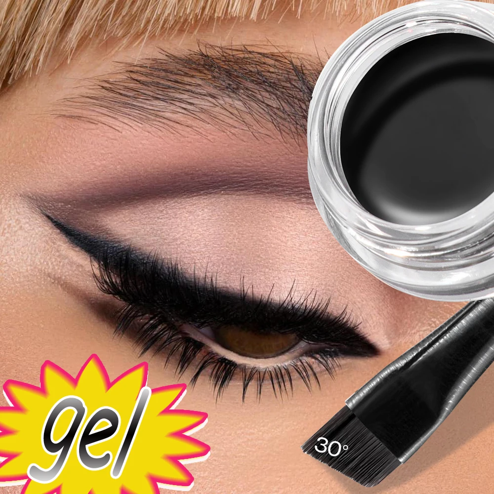 Krem do eyelinera z pędzelkiem długotrwały łatwy do noszenia Eyeliner żel do cieni do powiek, szybkoschnący zestaw konturówka wodoodporna, matowy zestaw kosmetyczny