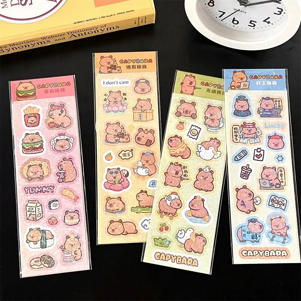 Fashion Capybara Laser Sticker Cute Cartoon Decorative Sealing Sticker Waterproof Creative Hand Ledger Decorative Stickers Label