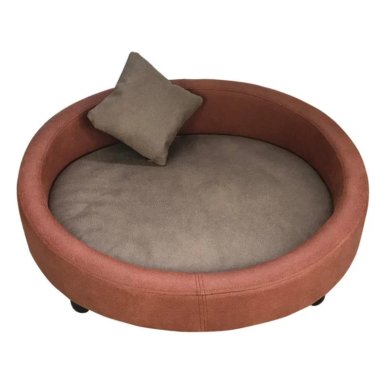 2023 New Design Couch Fabric Brown Pet Sofa Hundecouch Hundesofa Black Dog Elevated Bed Pillow White Round