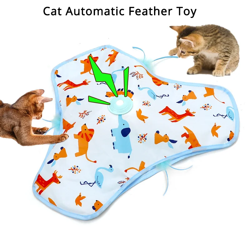 

Rechargeable Cat Automatic Feather Toy Mouse Squeak Suction Cup Design Ambush Feather Interactive Cat Toys Indoor Play