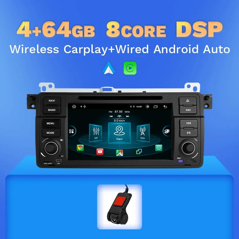 2Din Android 14 Auto Dvd-speler Voor BMW 3 Serie E46 Multimedia M3 318/320/325/330/335 1998-2005 Carplay Navigatie Radio