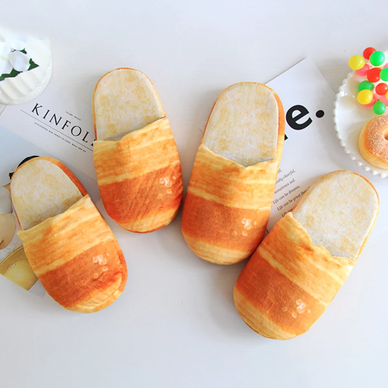 Simulation Bread Cotton Slippers Winter Home Soft Bottom Non-Slip Plush Warm Cotton Slippers