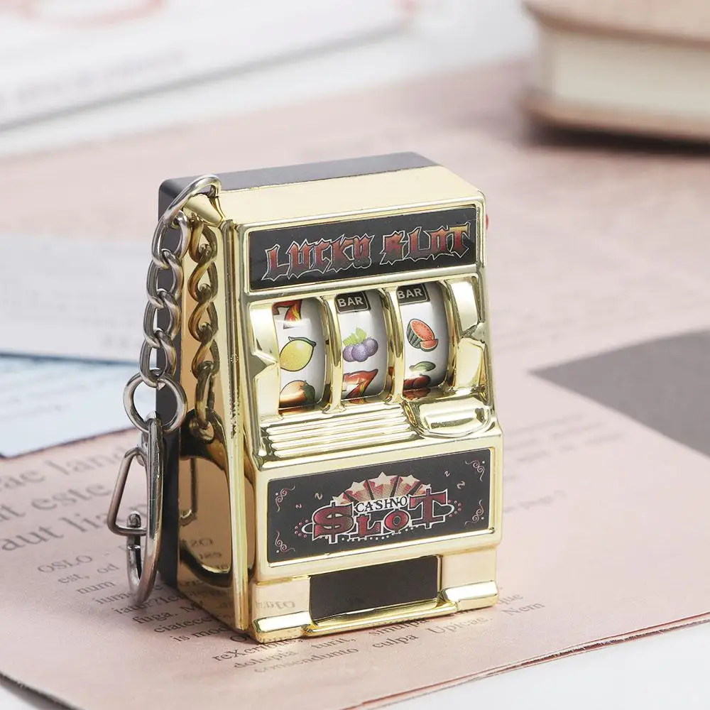 Mini Gambling Slot Machine Key Chains Pocket Fruit Lucky Jackpot Gadget Antistress Toys Funny Games Keychain