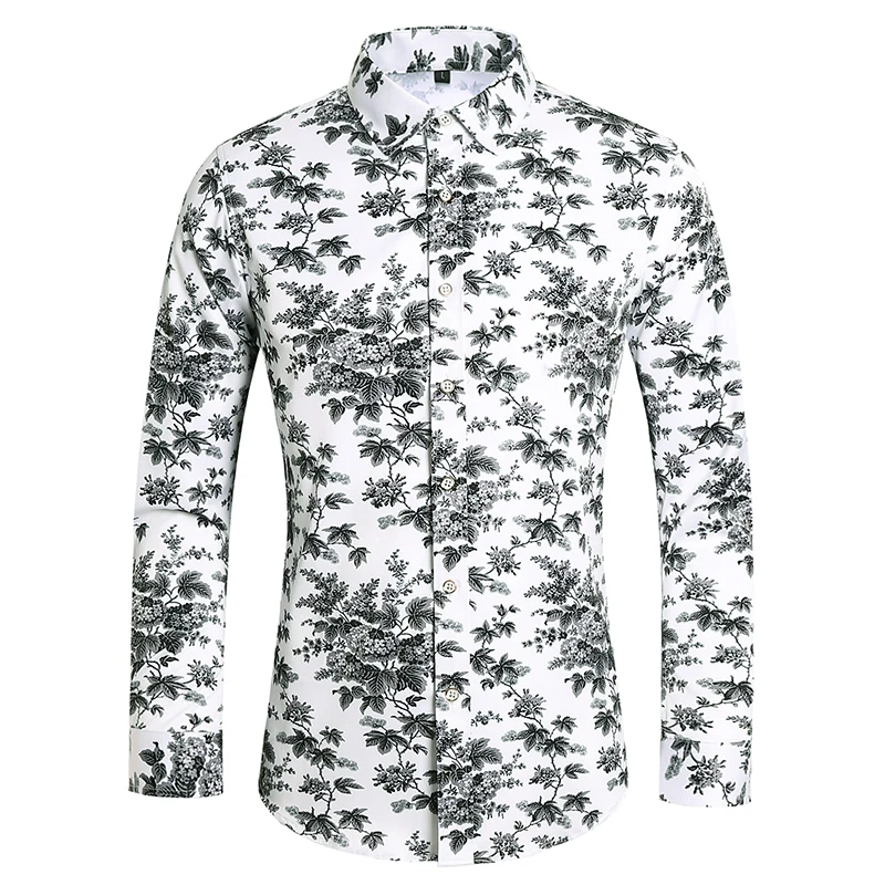 Camisa con estampado Digital para hombre, camisas de manga larga para negocios, esmoquin para fiesta, club nocturno, Primavera, informal, playa, otoño