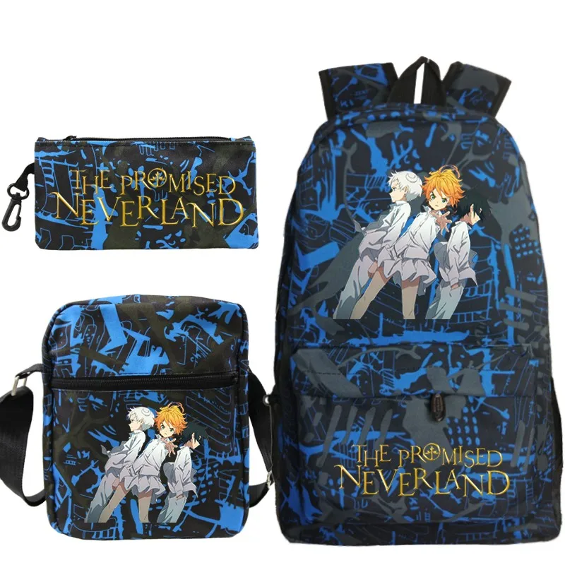 

The Promised Neverland Backpack 3pcs/set Mochila Students back to school bag Teens Outdoor travel backpack Boys Girls Laptop Bag