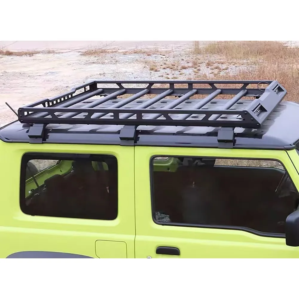 

Iron black luggage rack with light holes suitable for two door four door Jimny JB74WJB64W2018 with side climbing ladder custom