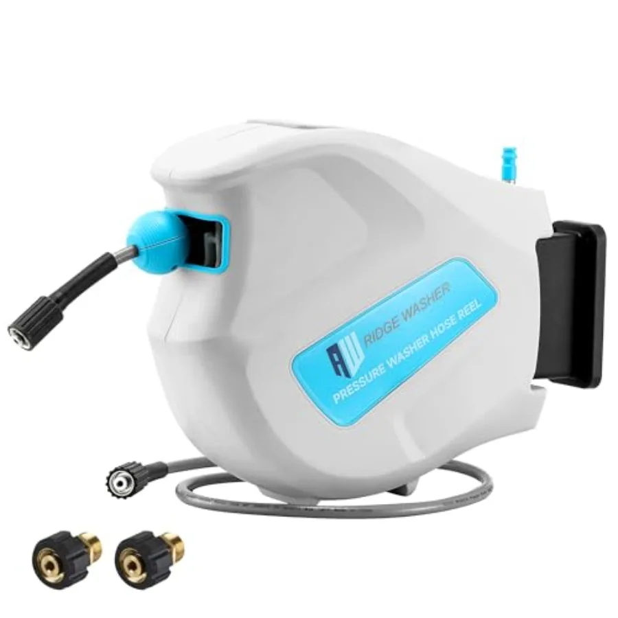 

Катушка для шланга высокого давления 65 футов x 1/4'' 3600 PSI, автоматическая, настенная, выдвижная, черная, с прочной стальной конструкцией