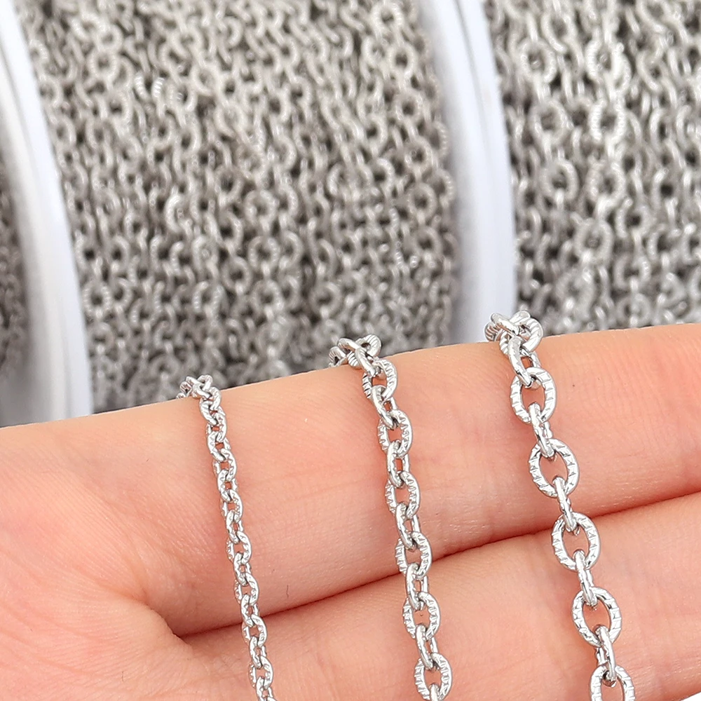 

10Yards/Lot Stainless Steel Chain Cross Embossed Chain Bulk Chain For DIY Bracelet Necklace Anklet Jewelry Making Accessories