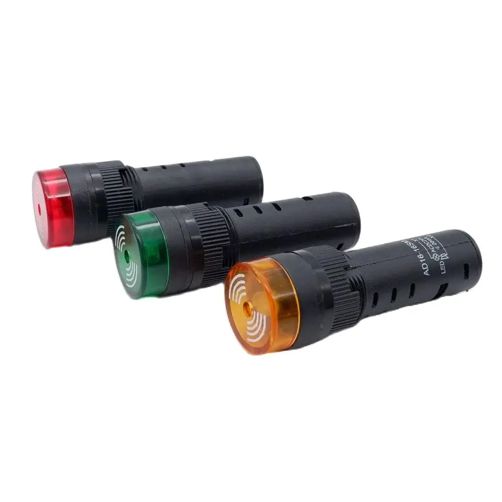 Zoemer 22Mm Knipperend Signaallicht Rood Led Alarm Indicatielampje 12V 24V Ac 220V Intermitterend Geluid Rood Groen Geel