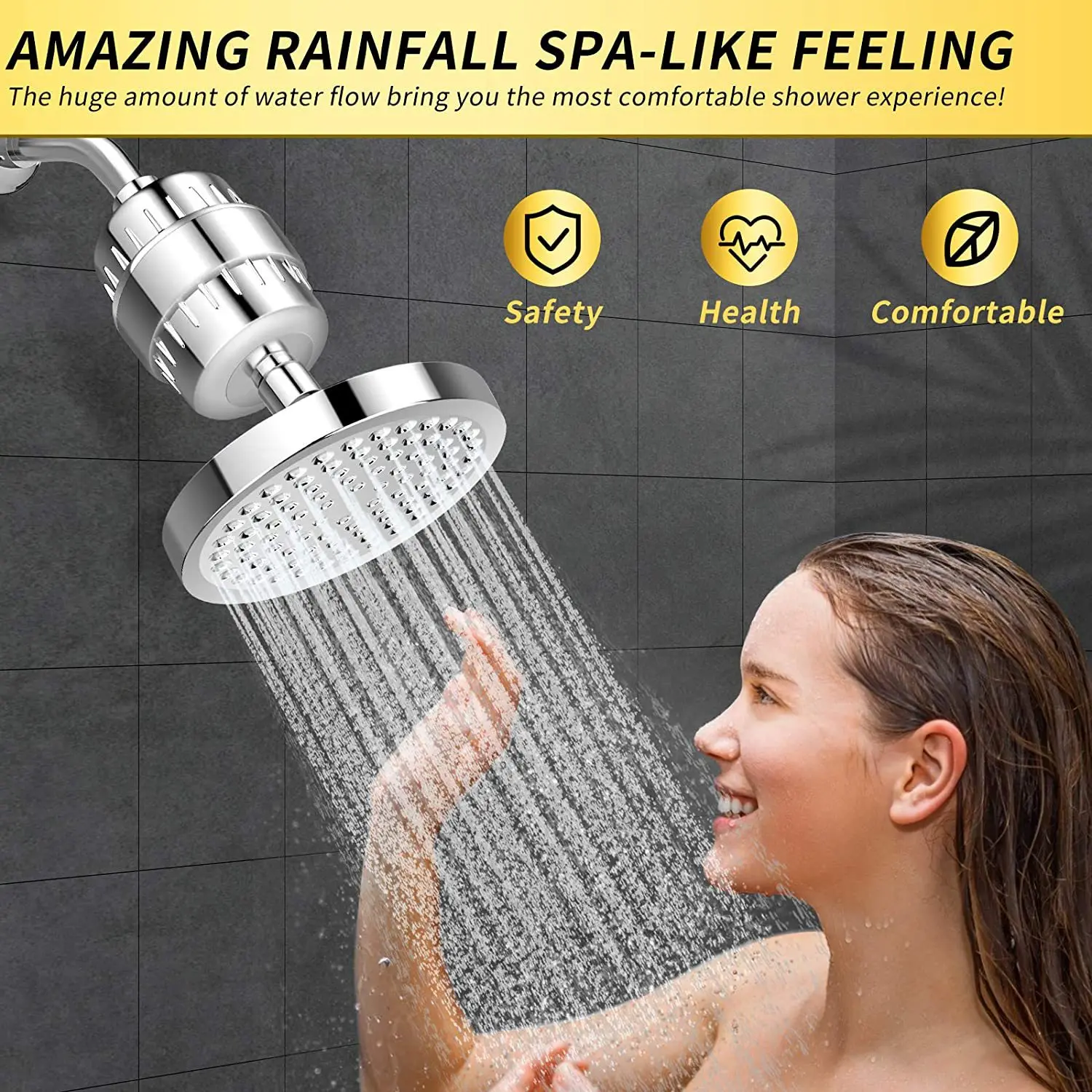 

Amazon Bathroom Concealed Shower Top Spray with Filter, Cross-border 6-inch Swinging Round Shower Head Wholesale
