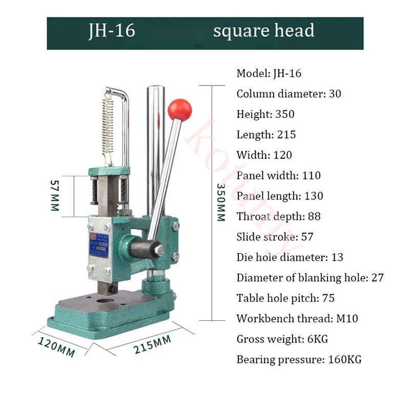 Manual Press Industrial Hand Punching Machine Desktop Round /Square Head Punching DIY Tool