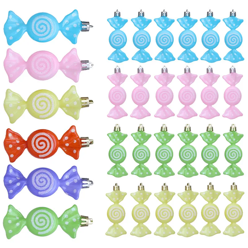 

Новинка 2025 года, хит продаж, рождественские украшения, цвет макарон, плоские конфеты, окрашенный кулон, рождественская елка, кулон в виде конфет, праздничный подарок