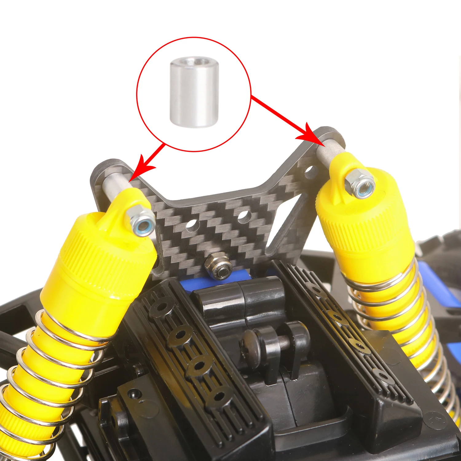 KYX سباق ألياف الكربون الخلفي صدمة برج صدمة جبل ترقيات أجزاء الملحقات ل 1/10 RC سيارة Tamiya The Bigwig 2017 #3