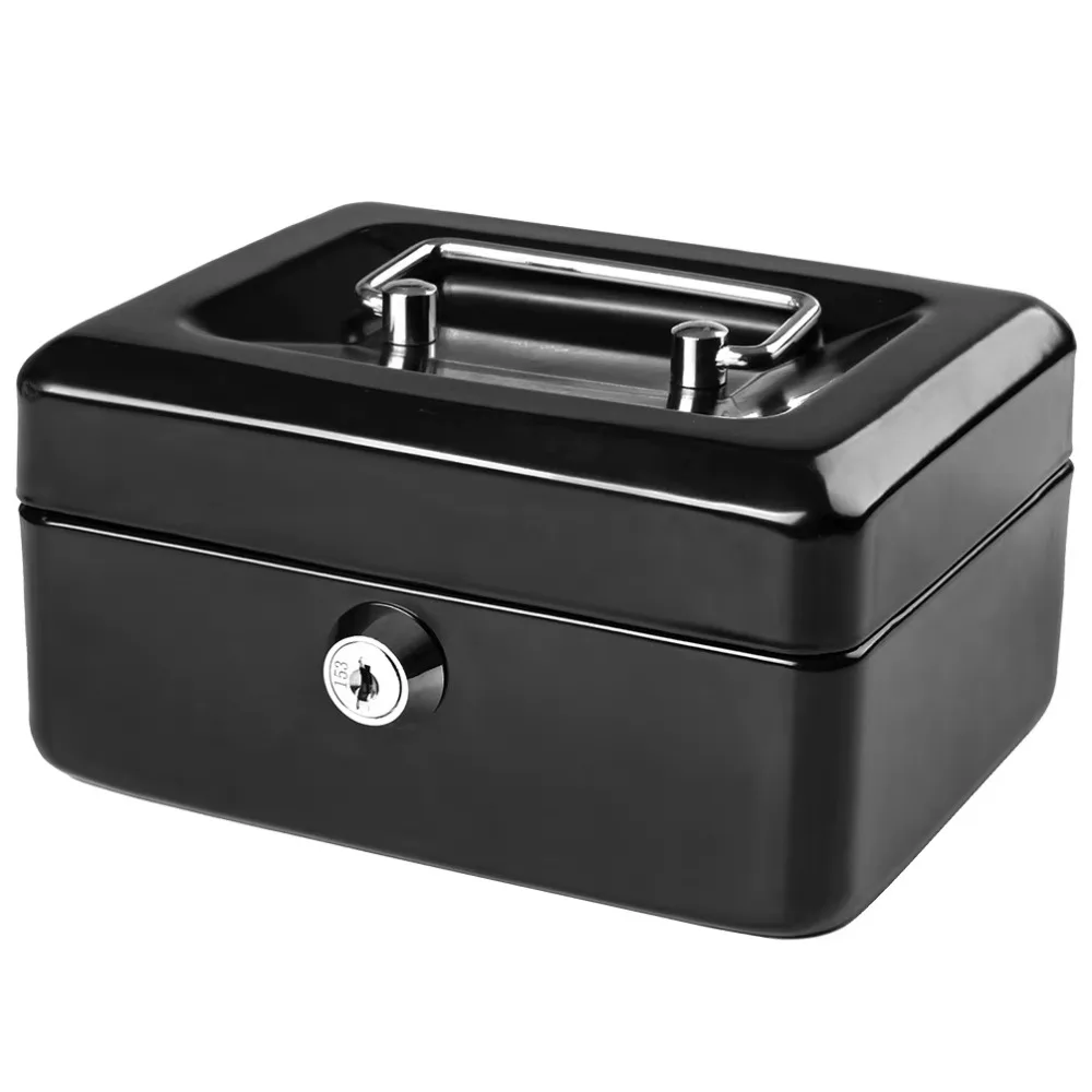 Portable 150*118*80mm Metal Coin Slot Cash Box Cold-Rolled Steel Protection with Key Lock Money Storage Solution