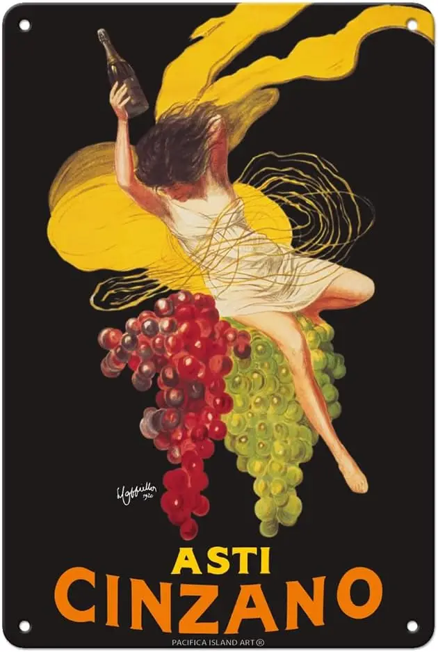 Винтажный рекламный постер с изображением острова Софии Асти цинзано-Асти скраманте-итальянский сверкающий белый винный постер, Leonetto Cappiello