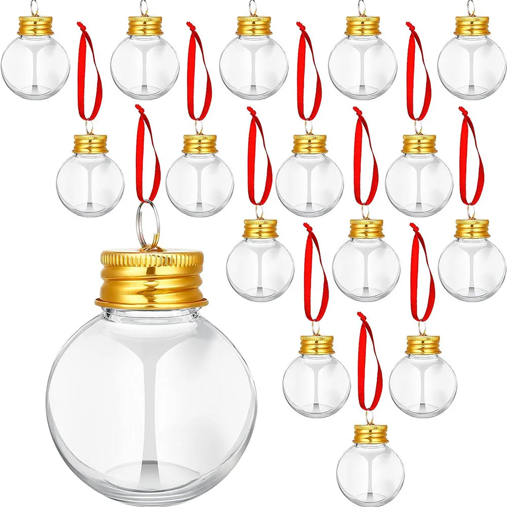 18Pc Christmas Drink Balls Clear Shot Glass Ornaments Xmas Tree Fillable Ornaments Plastic Xmas Water Bottle Bulbs Holiday Decor