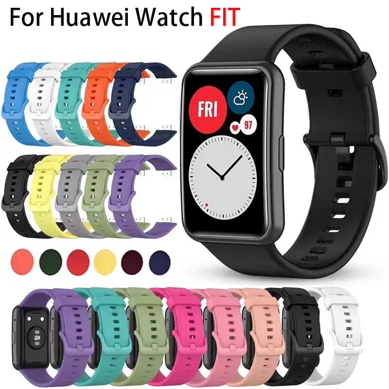 Correas de reloj de silicona suave para Huawei Watch FIT, accesorios para reloj inteligente, pulsera de repuesto rápido, correas para reloj