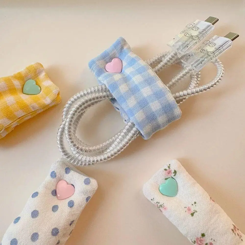 

New Floral Data Cable Storage Buckle INS Charging Cable Winder Headphone Cable Organizer Cute Wire Binding Strap Earphone Cable