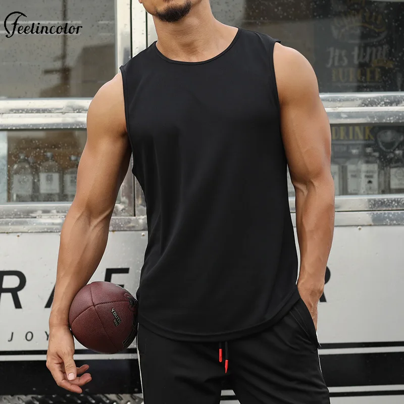 

Summer Round Neck Sleeveless Vest for Men Women Quick Drying Undershirt Running Training Basketball Sportwear Loose Fitness Tops