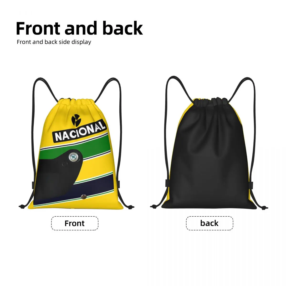 Ayrton Senna Racing Drawstring Backpack Gym Sports Sackpack Senna Helmet String Bags for Running