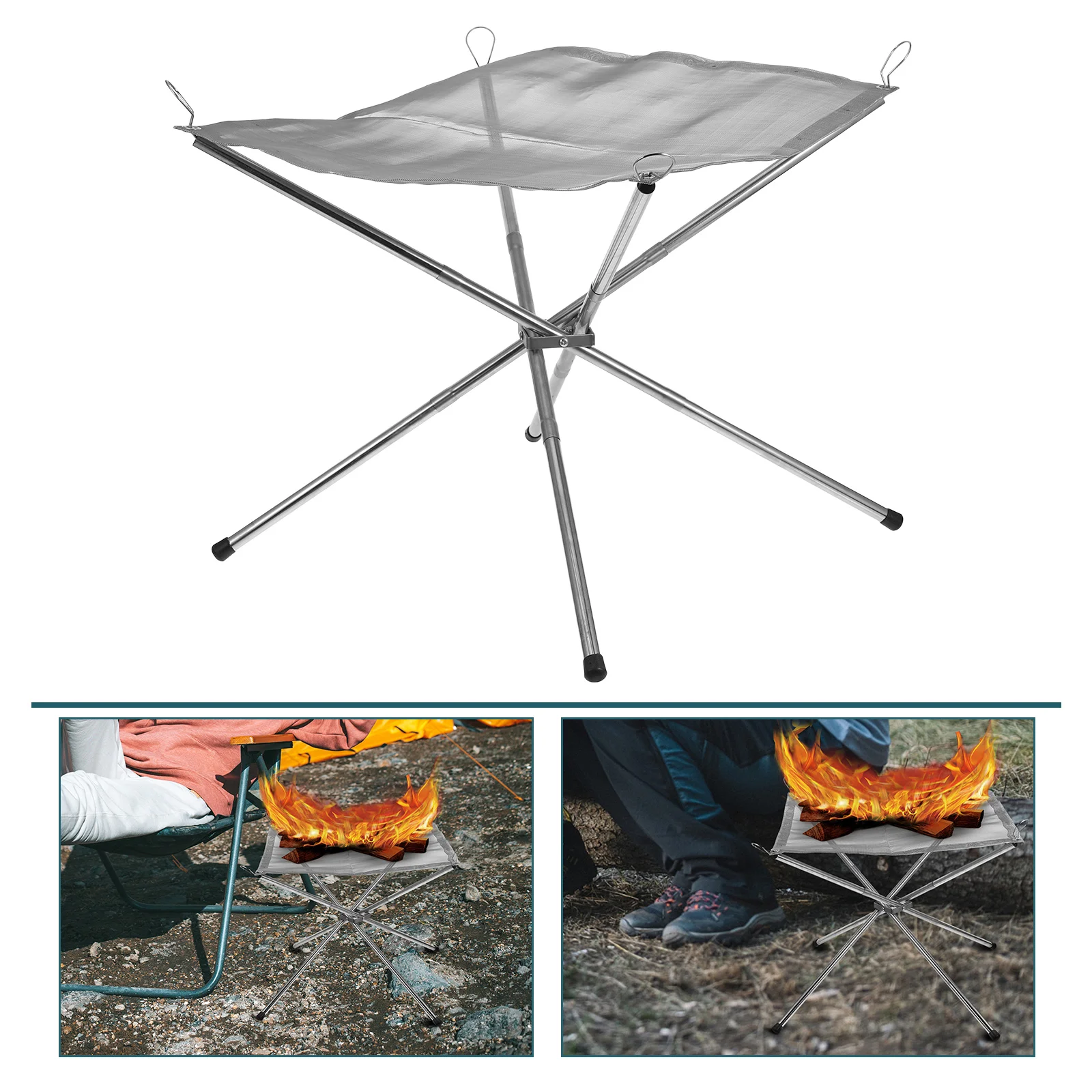 

Folding Outdoor Fire Pit Stove 304 Stainless Steel Lightweight Detachable Portable Campfire Grill for Camping Hiking Barbecuing