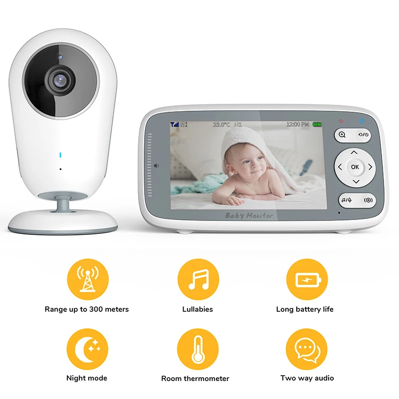 4 Inch 720P LCD Screen Video Baby Monitor With Camera Two Way Audio Talk Night Vision Surveillance Security Camera Babysitter