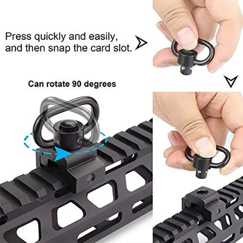 1.25in QD Sling Swivel Mount, Quick Detach Push Button 360° Rotatable Heavy‑Duty Adapter for Two Point Sling Outdoor Accessories