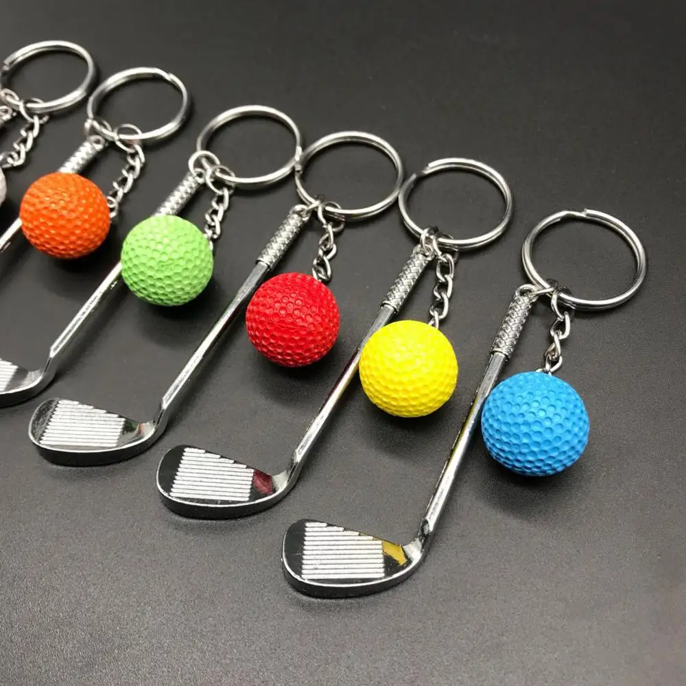 Golf Ball Pendant Keychain Mini Metal Keyring Bag Decoration Golf Club Ball Key Ring Golf Car Phone Key Chain Gift