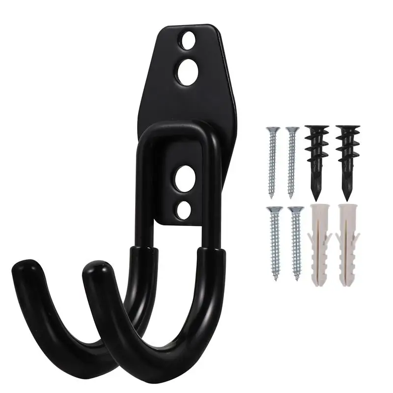 1/2/4Pcs Heavy Duty Metal Hook Gardening Bracket Organizer Wall Mount Bicycle Hanger Black Wall Mount Anti-Slip Storage Hook