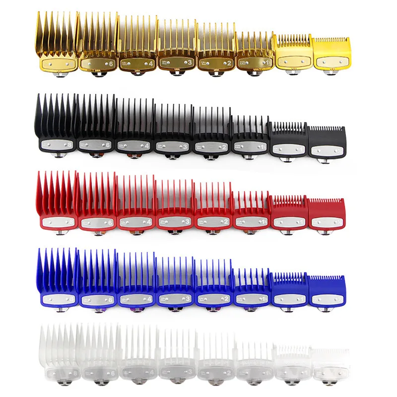 8Pcs/Set Limit Comb For Wahl Hair Cutting Machine Clipper Guards Barber Shop Professional Cutting Guide Combs Hang Buckle Y0415