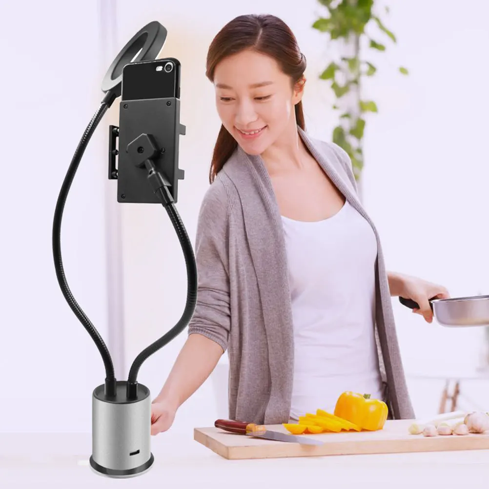 

Led Ring Light With Flexible Gooseneck Stand For Smartphone Live Streaming Adjustable Phone Holder 3 Color 9